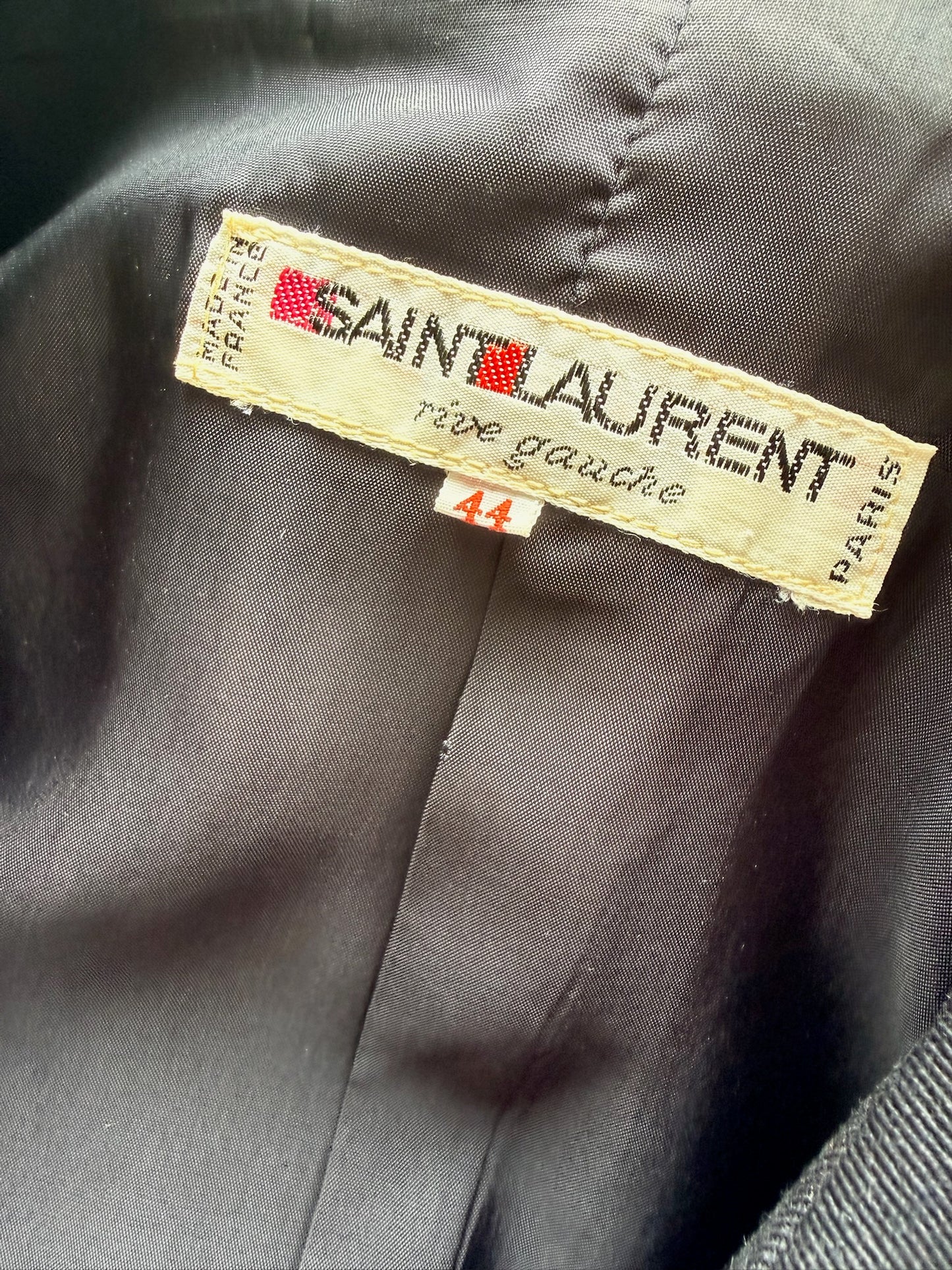 Vintage 1990s Yves Saint Laurent Rive Gauche Cropped Navy Jacket, Size Medium/ Large