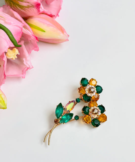 Vintage 1950s/1960s Czechoslovakian Brooch and Earring Set
