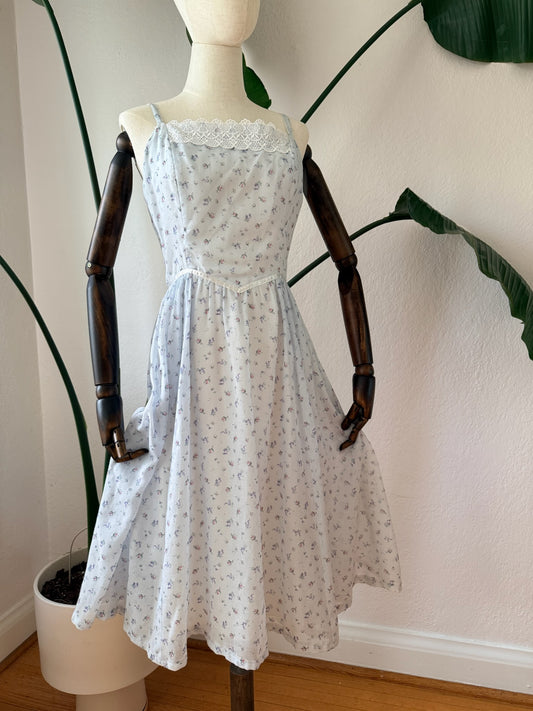 Vintage 1970s Gunne Sax Floral Print Dress Size 11
