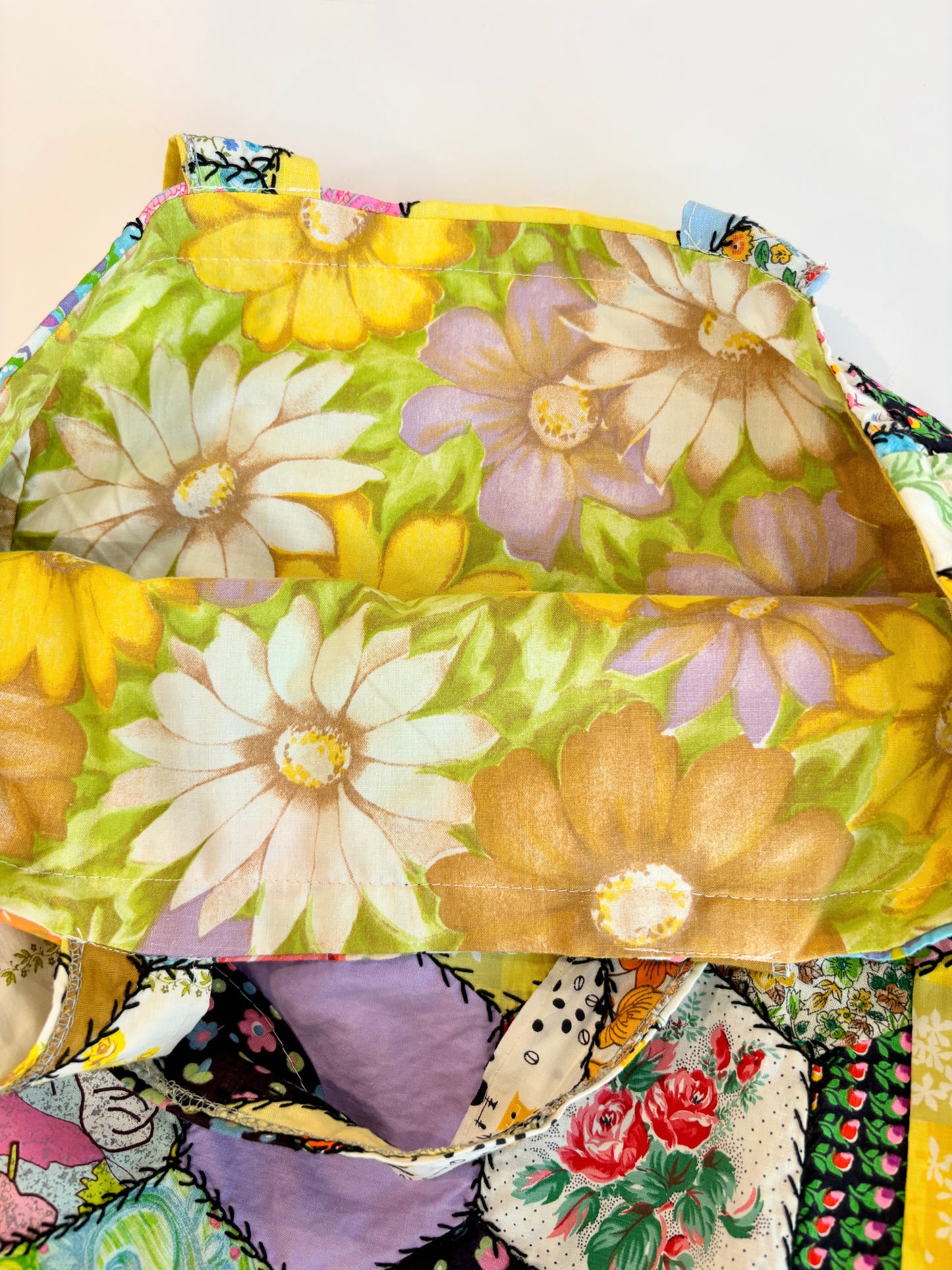 Upcycled Vintage Quilt Patchwork Tote Bag
