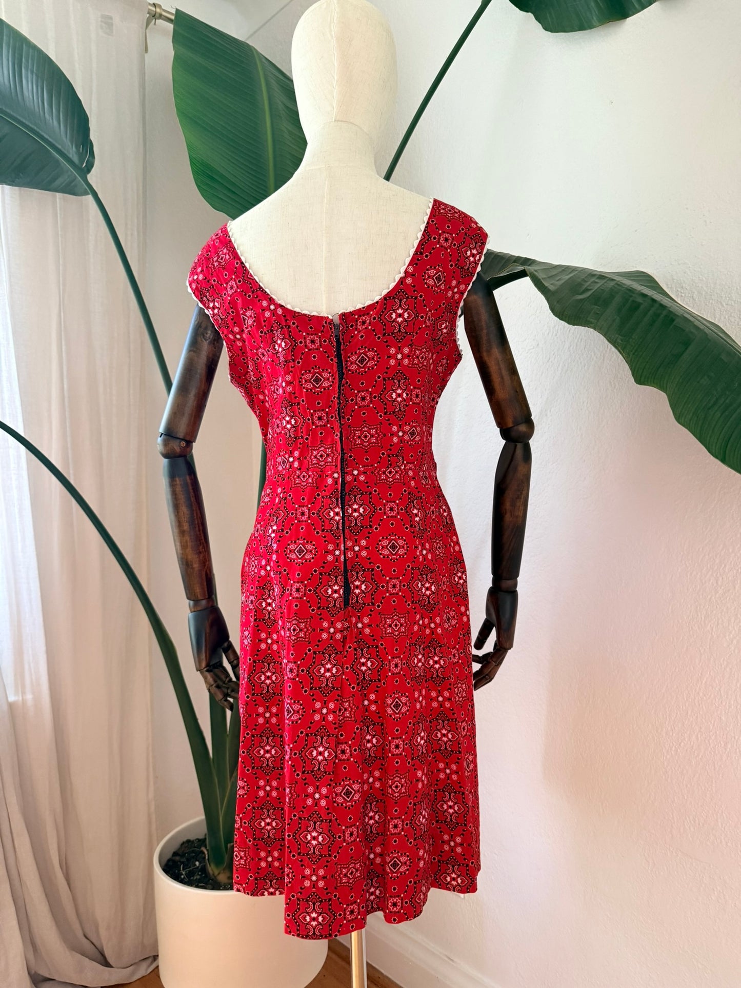 Vintage 1950s Bandana Print Dress, Size Large