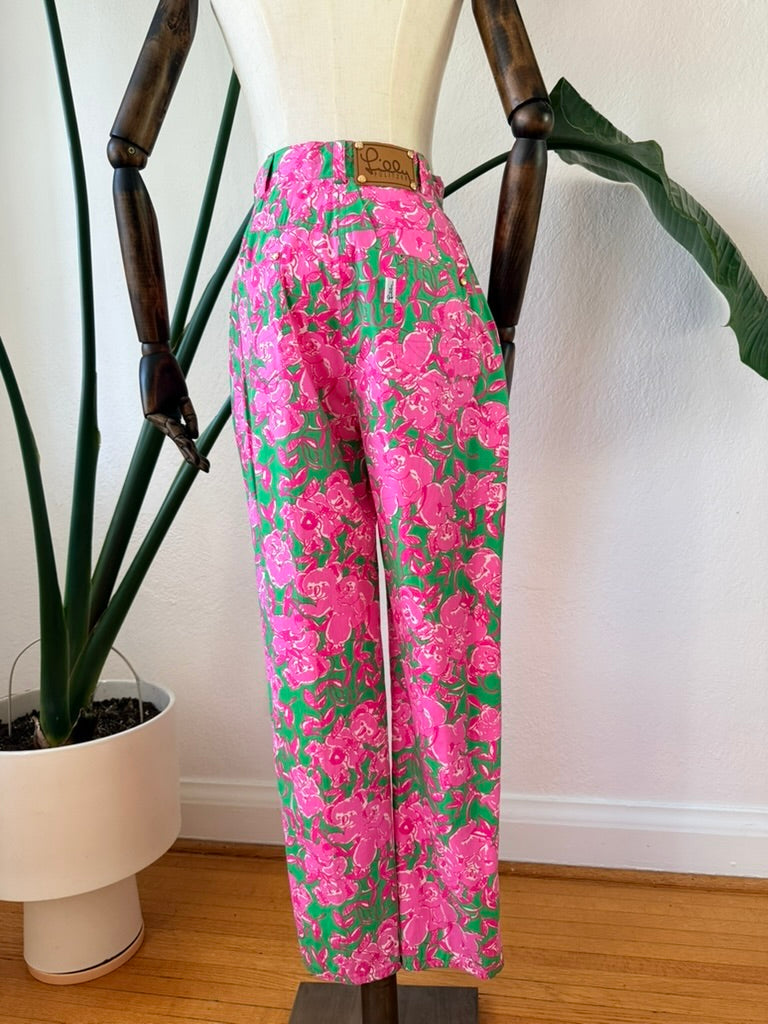 Vintage Late 1990s Lilly Pulitzer Koala Printed Pants, Size Medium