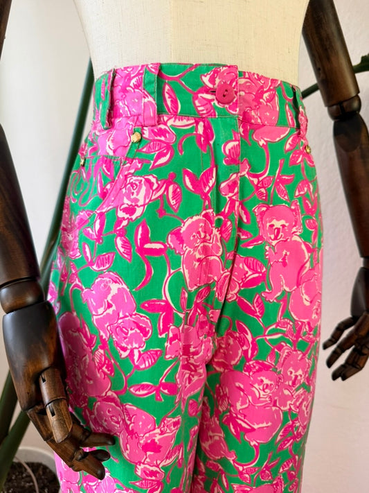 Vintage Late 1990s Lilly Pulitzer Koala Printed Pants, Size Medium
