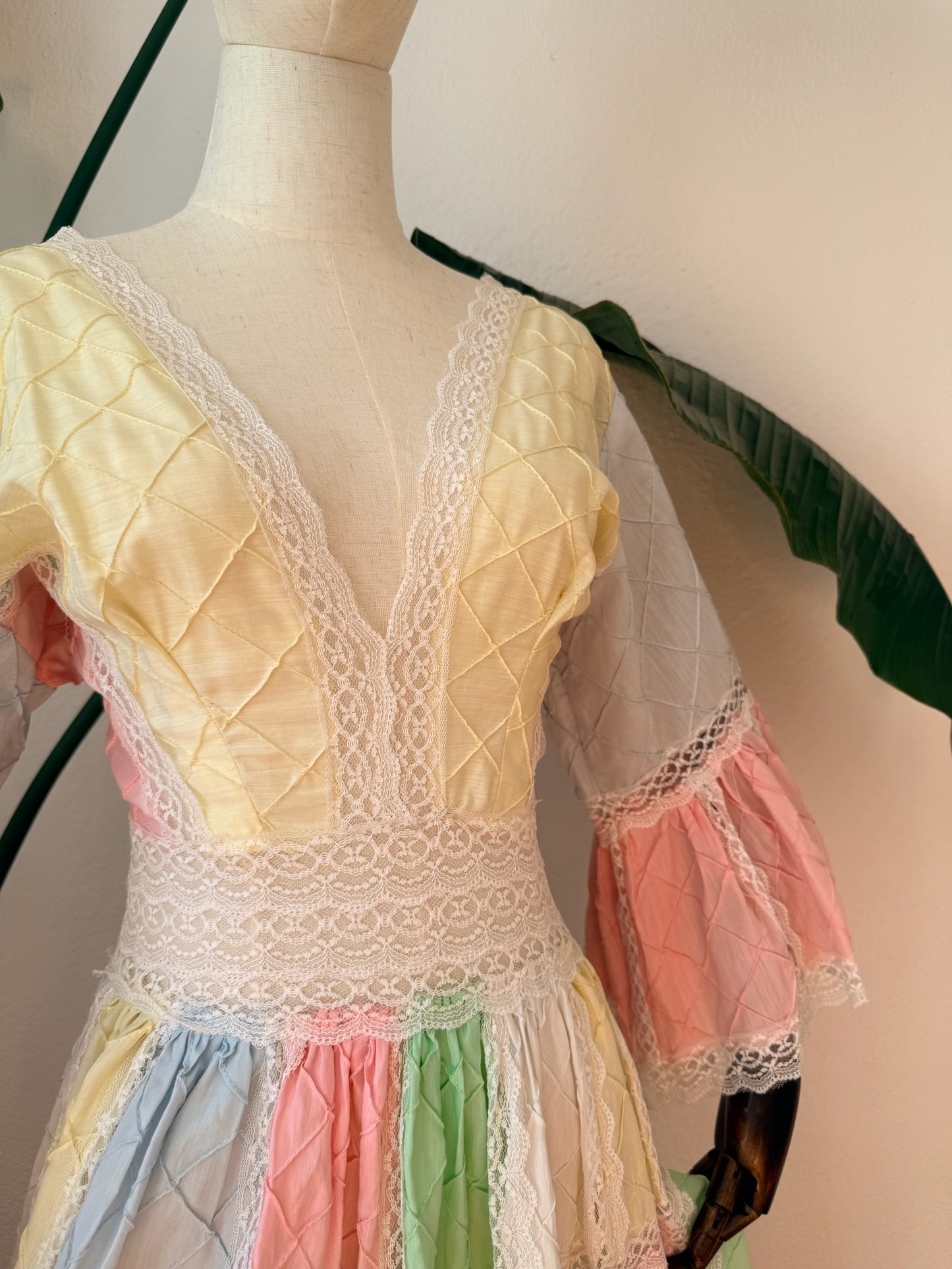 Vintage 1970s Mexican Wedding Maxi Dress, Size Small/ Medium