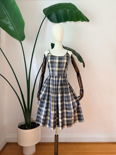 Vintage 1950s Plaid Day Dress Size Medium