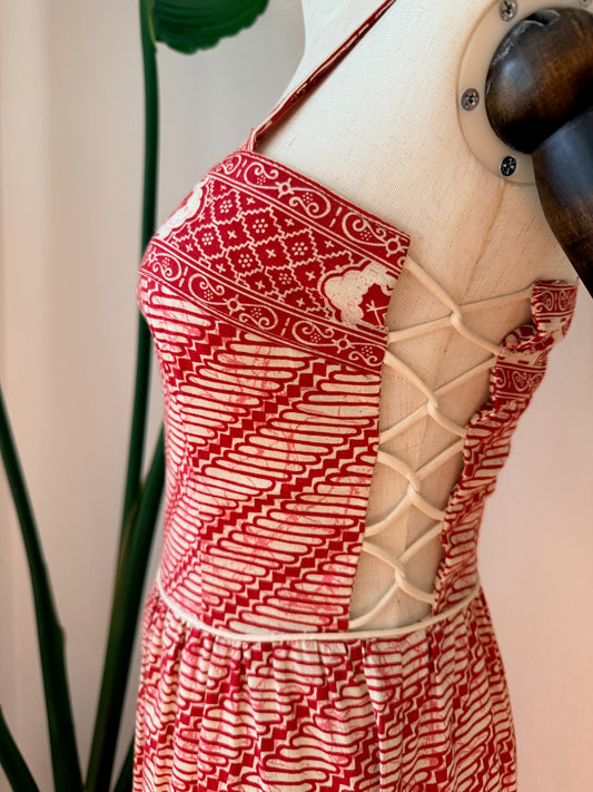 Vintage 1970s Printed Maxi Dress, Size Small