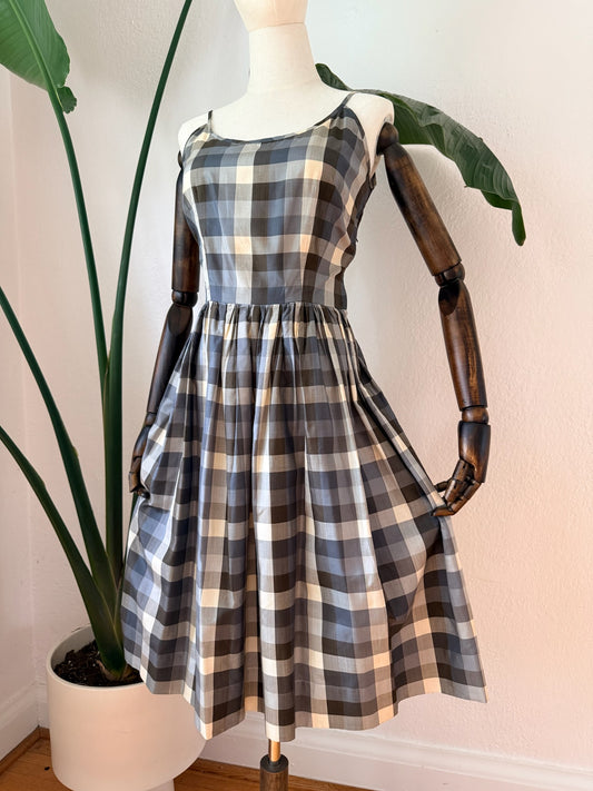 Vintage 1950s Plaid Day Dress Size Medium
