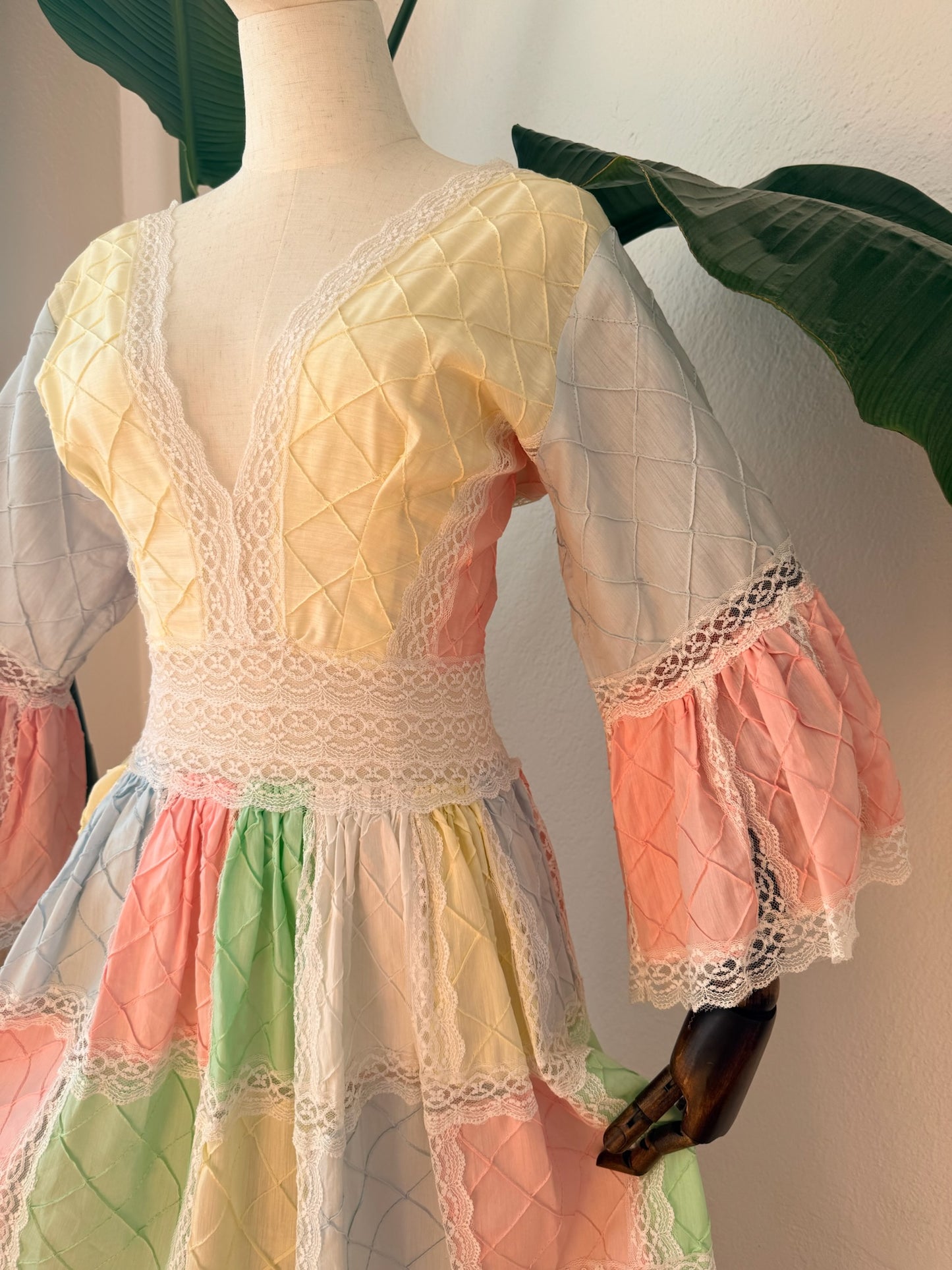 Vintage 1970s Mexican Wedding Maxi Dress, Size Small/ Medium