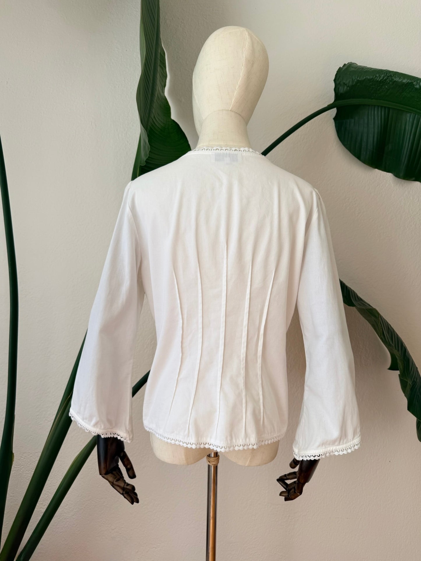 Vintage 1990s Anne Fontaine Lace Corset Blouse, Size Large