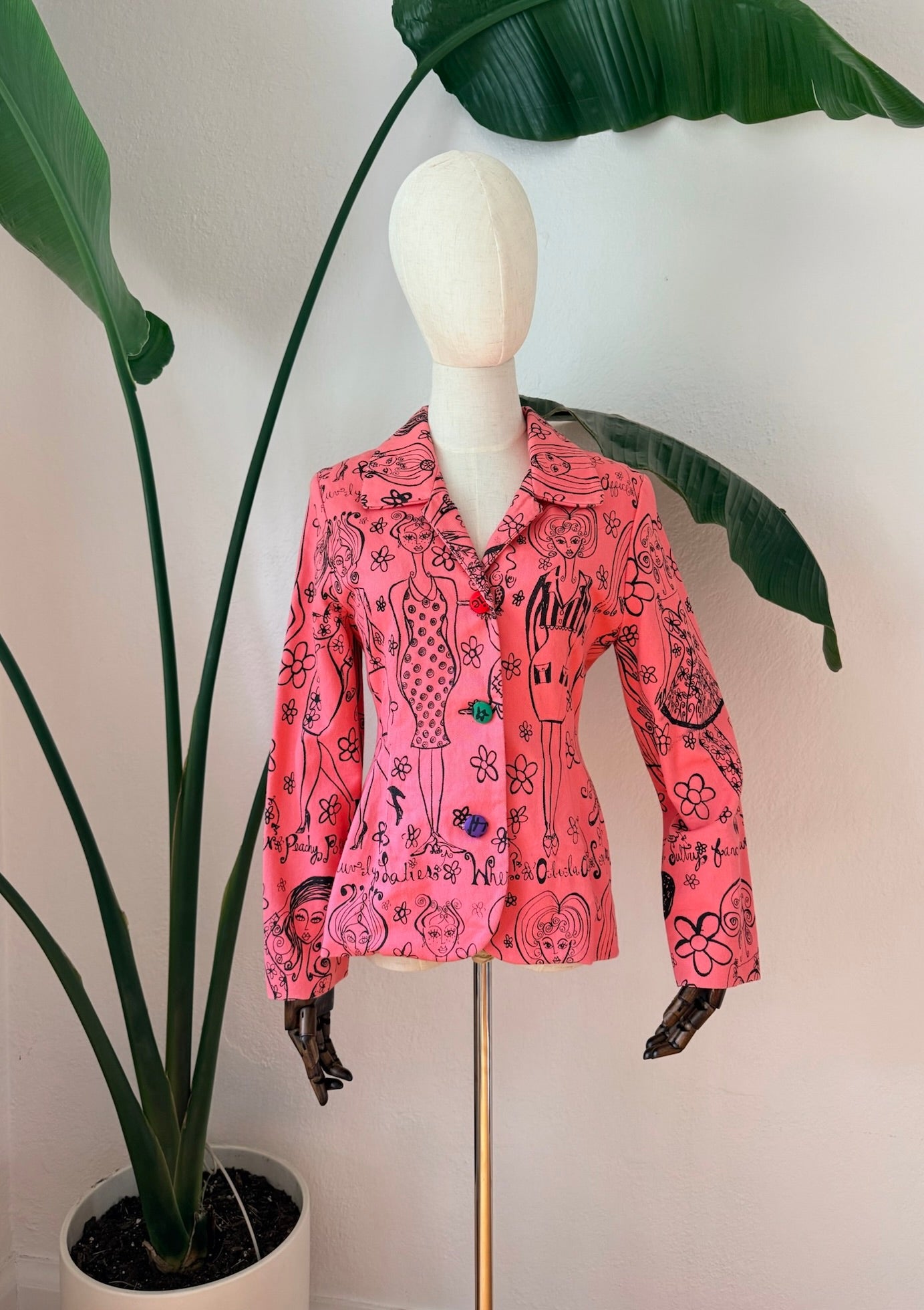 Vintage Y2K Peach Berserk Silkscreen Print Jacket, Size X-small