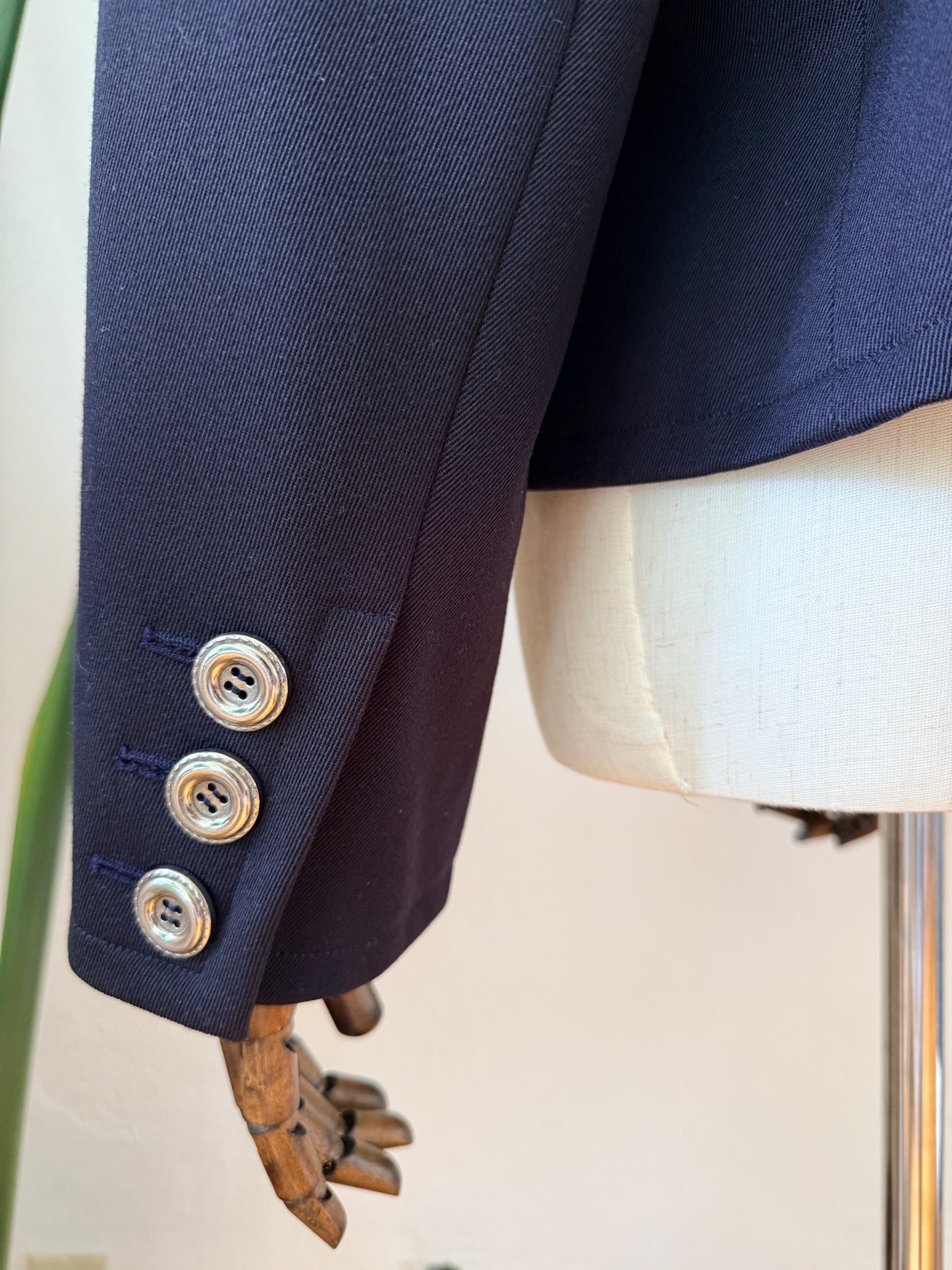 Vintage 1990s Yves Saint Laurent Rive Gauche Cropped Navy Jacket, Size Medium/ Large