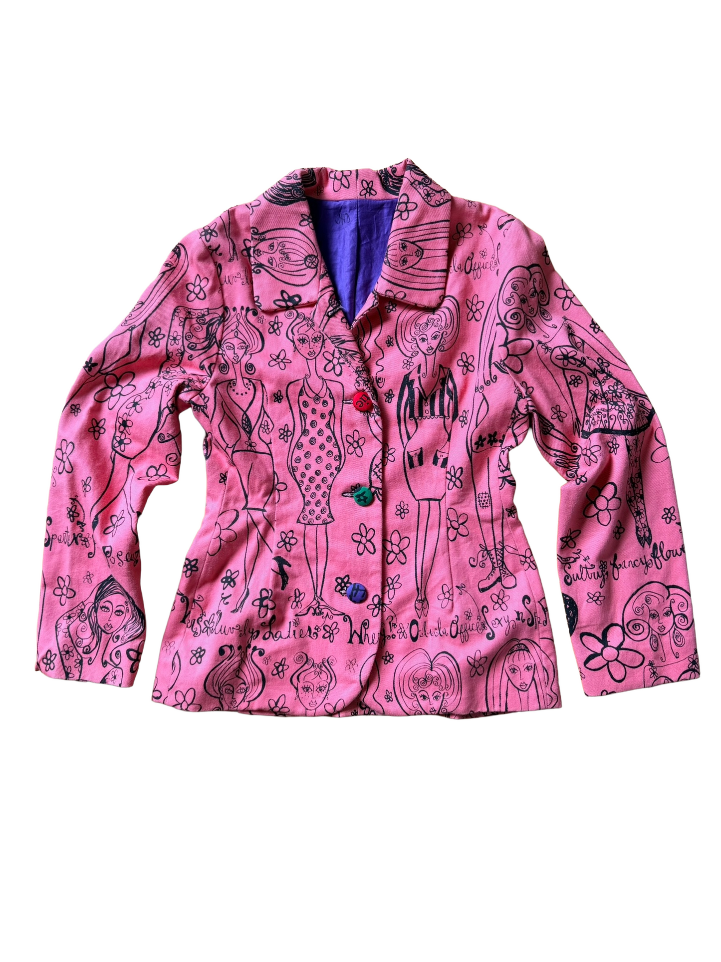Vintage Y2K Peach Berserk Silkscreen Print Jacket, Size X-small