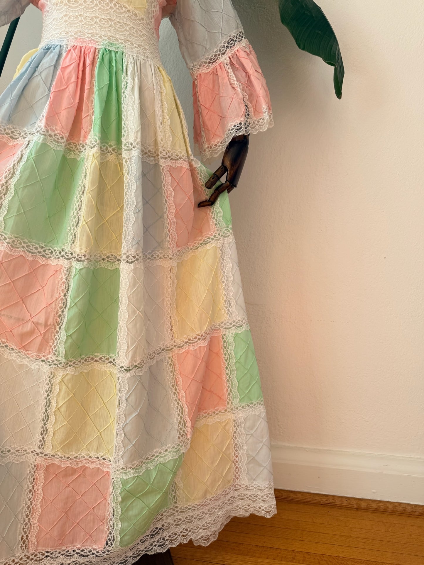 Vintage 1970s Mexican Wedding Maxi Dress, Size Small/ Medium