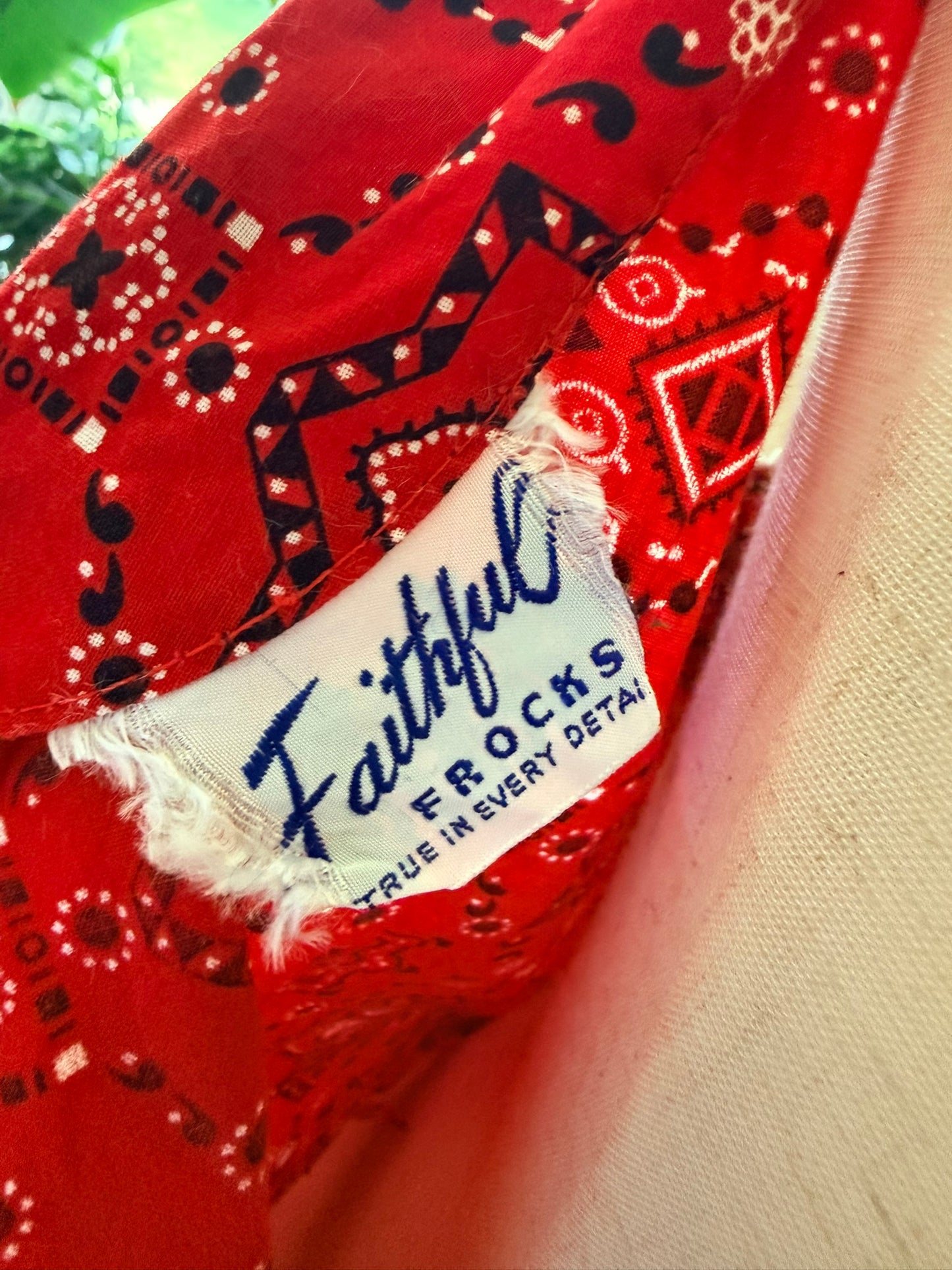 Vintage 1950s Bandana Print Dress, Size Large