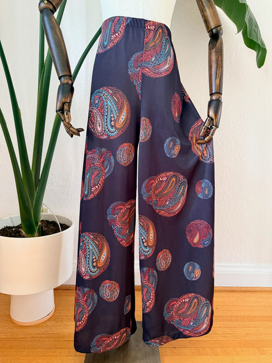Vintage 1970s Printed Pants, Size Med