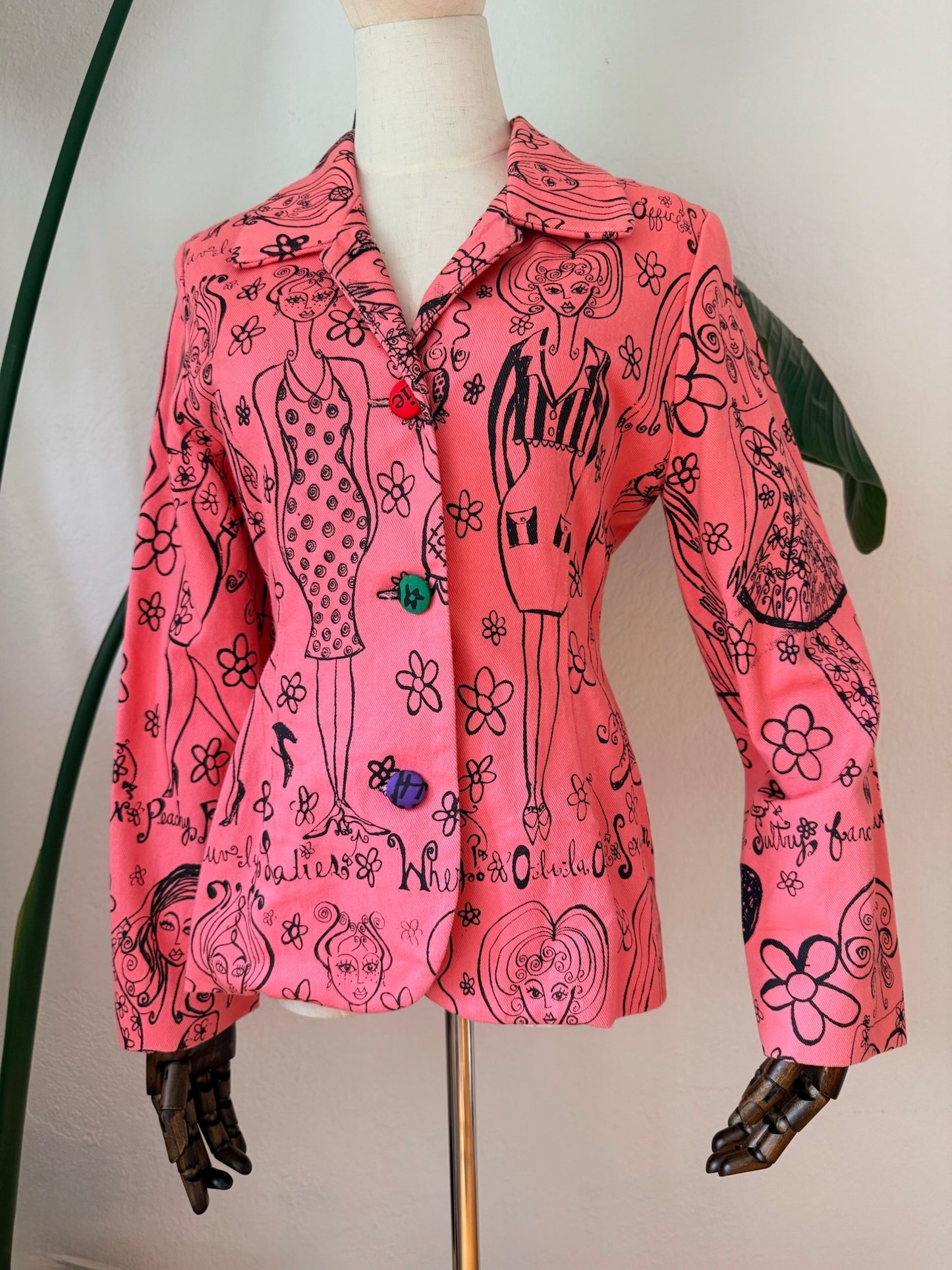 Vintage Y2K Peach Berserk Silkscreen Print Jacket, Size X-small