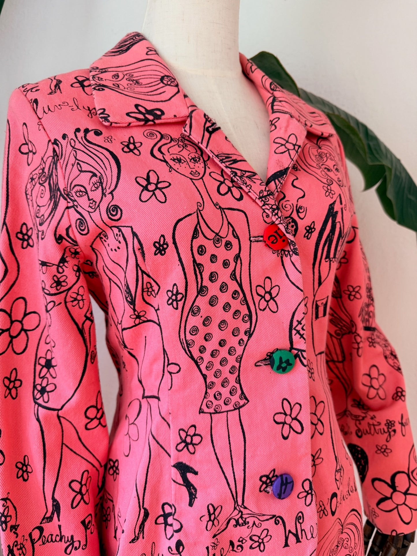 Vintage Y2K Peach Berserk Silkscreen Print Jacket, Size X-small