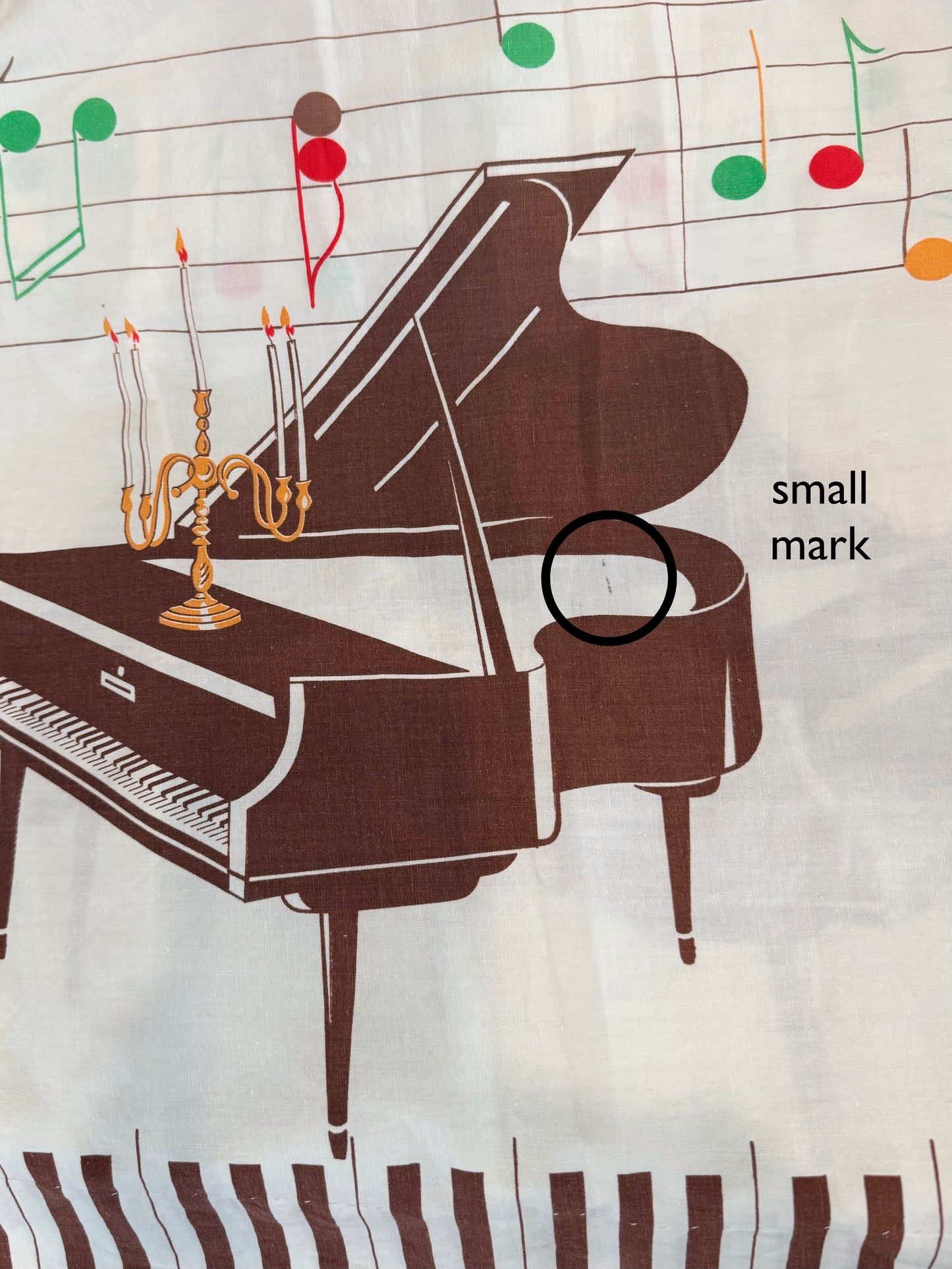 Vintage 1950s Piano and Music Notes Novelty Print Border Skirt, Size Small
