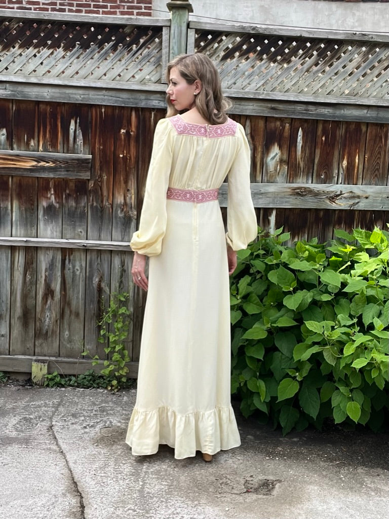 Vintage 1970's Gunne Sax Black Label Boho Maxi Dress Size 13