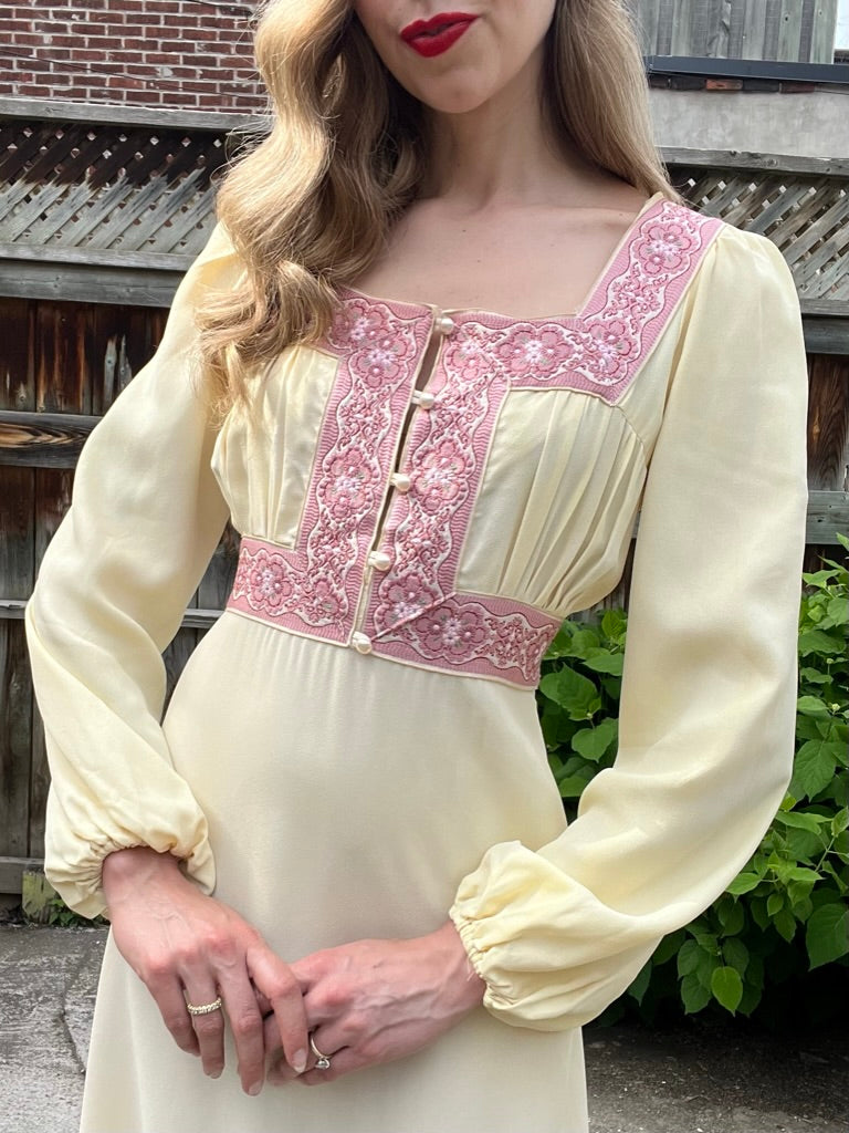 Vintage 1970's Gunne Sax Black Label Boho Maxi Dress Size 13