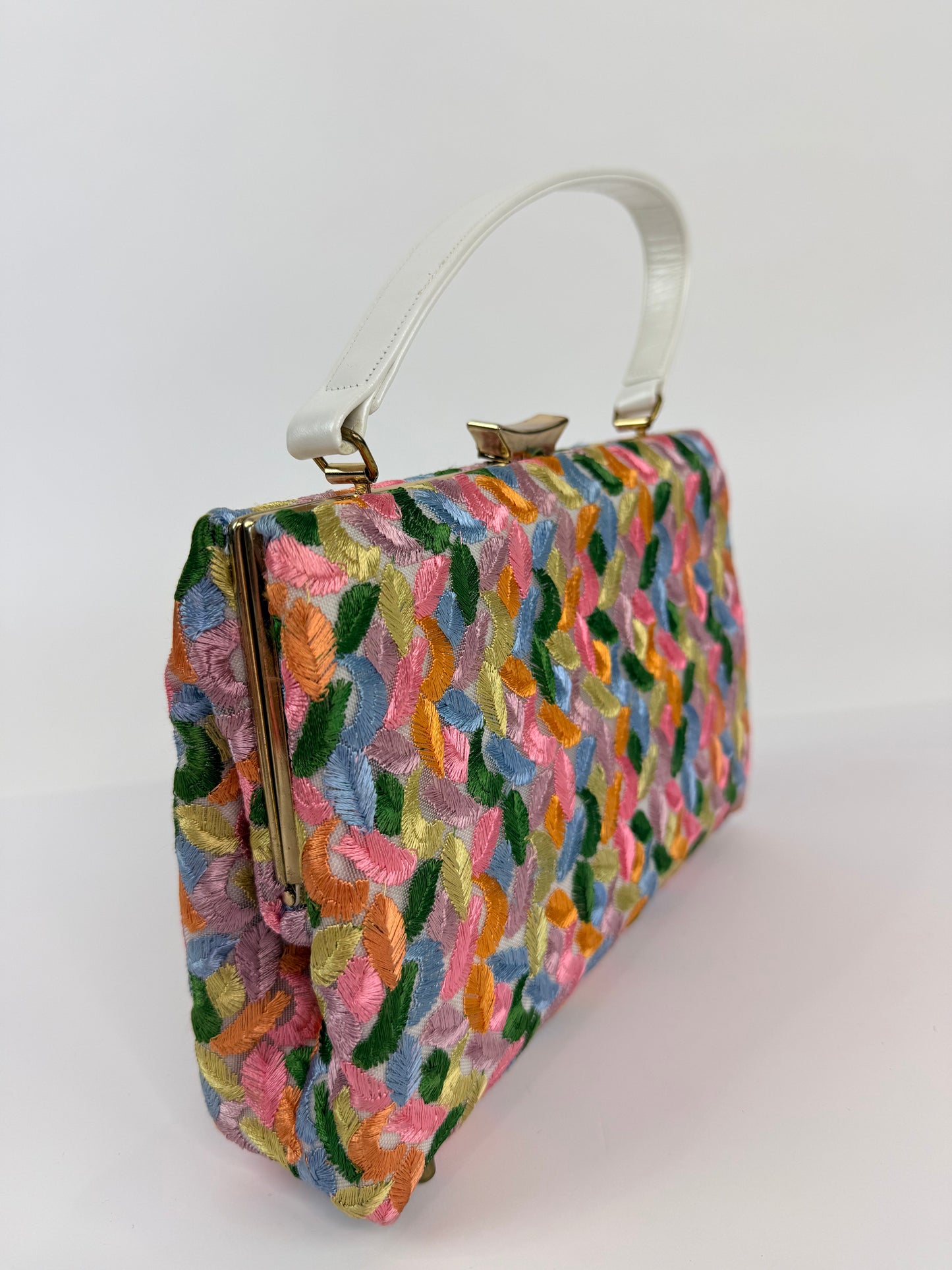 Vintage 1960s Embroidered Purse and Shoes Set, Size 7.5
