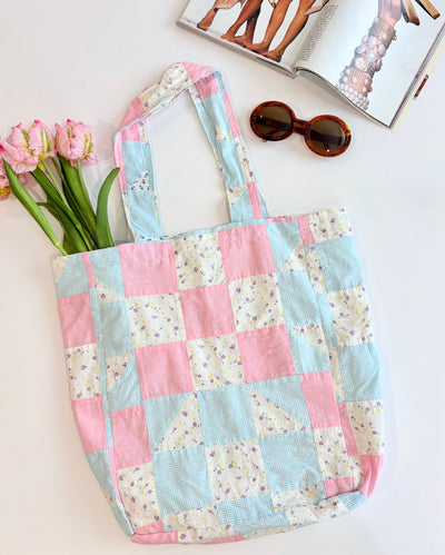 Upcycled Vintage Quilt Patchwork Tote Bag