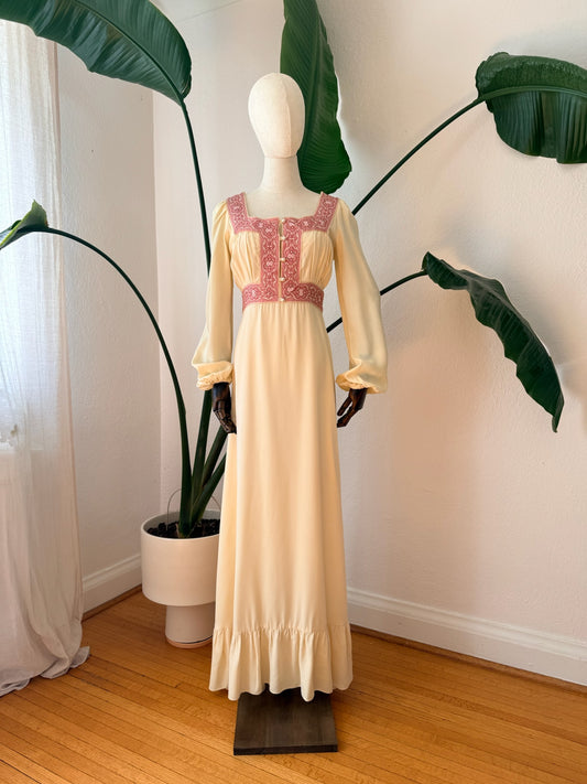 Vintage 1970's Gunne Sax Black Label Boho Maxi Dress Size 13