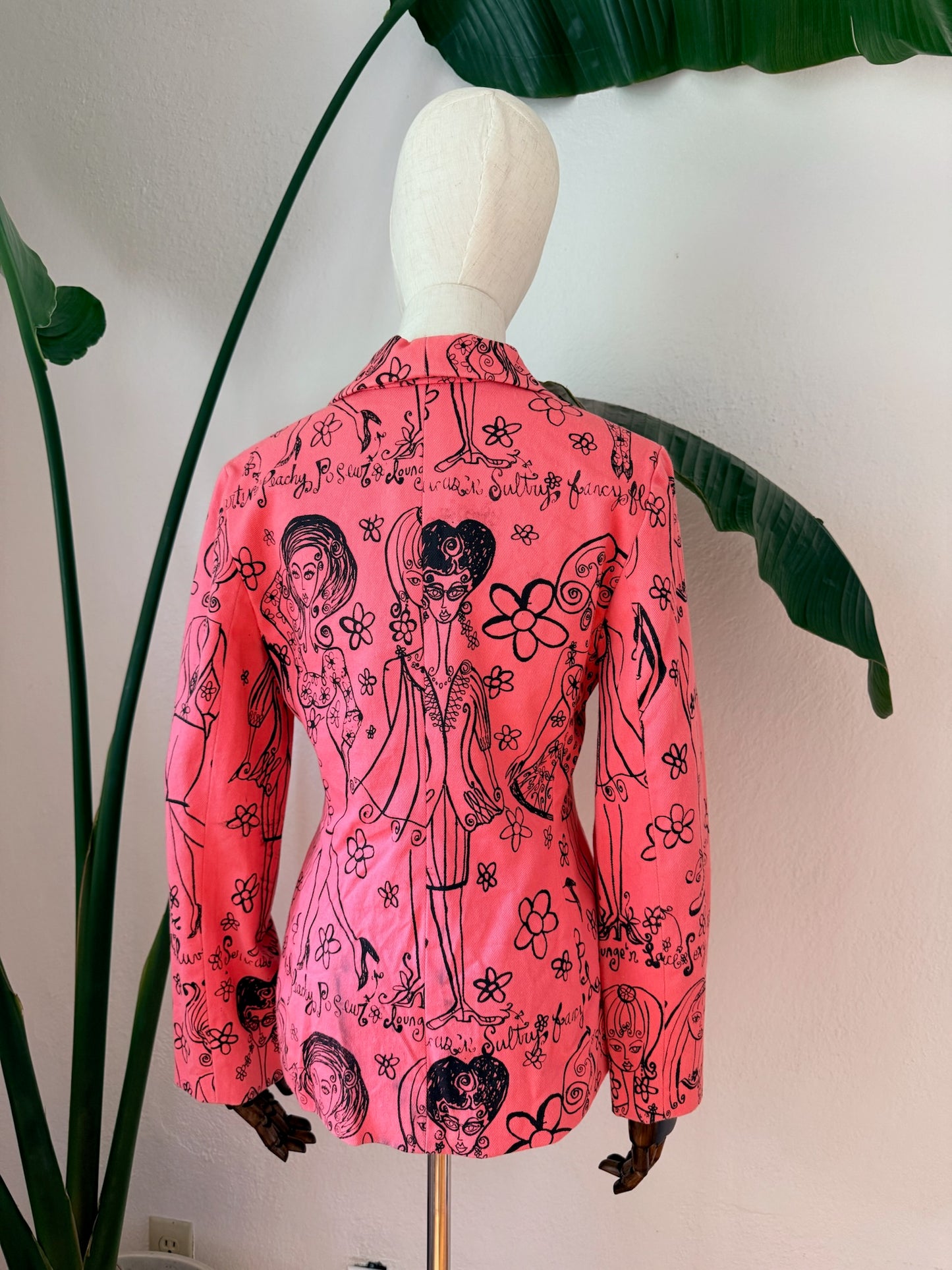 Vintage Y2K Peach Berserk Silkscreen Print Jacket, Size X-small