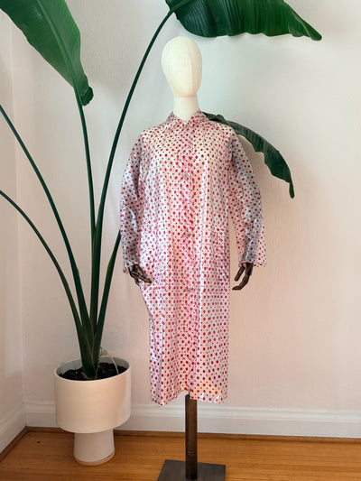 Vintage 1960s Polka Dot Vinyl Raincoat, Size Medium