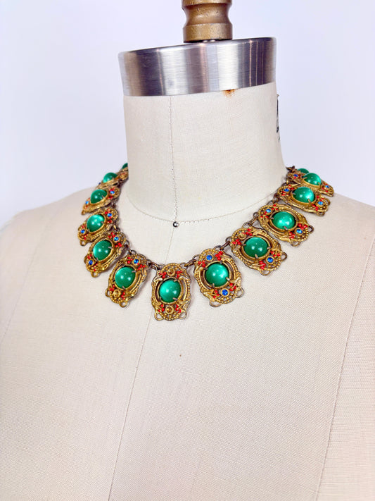 Vintage 1920s Peking Glass Collar Necklace
