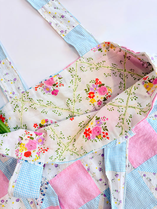 Upcycled Vintage Quilt Patchwork Tote Bag