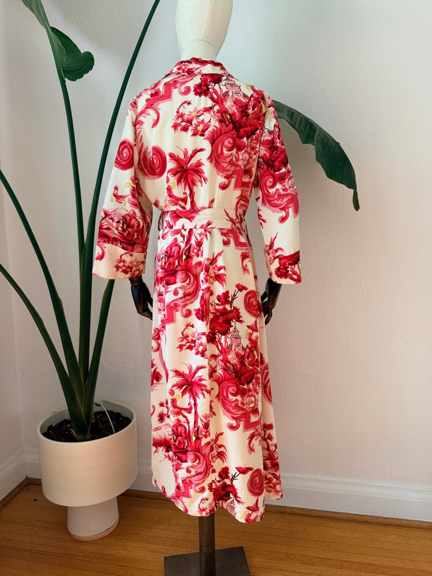 Vintage 1940s Printed Dressing Gown Robe, Size