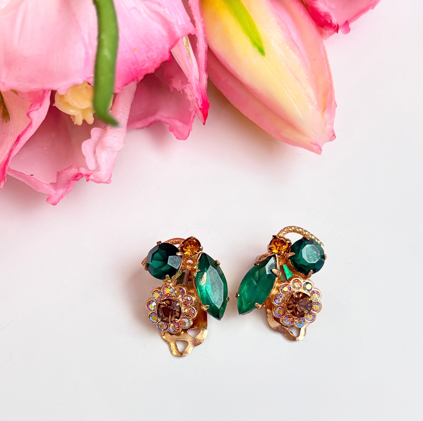 Vintage 1950s/1960s Czechoslovakian Brooch and Earring Set