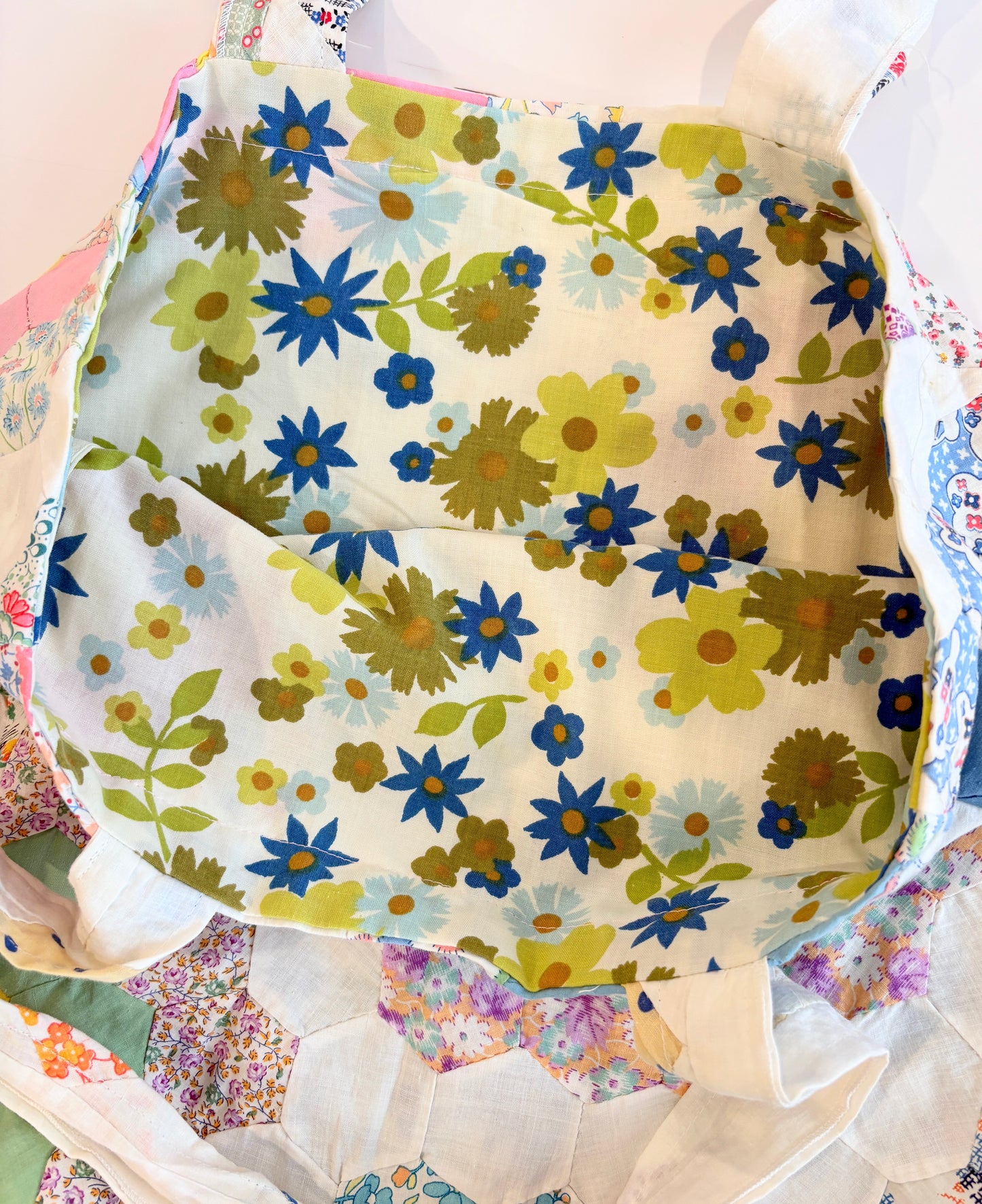 Upcycled Vintage Quilt Patchwork Tote Bag - Version 1