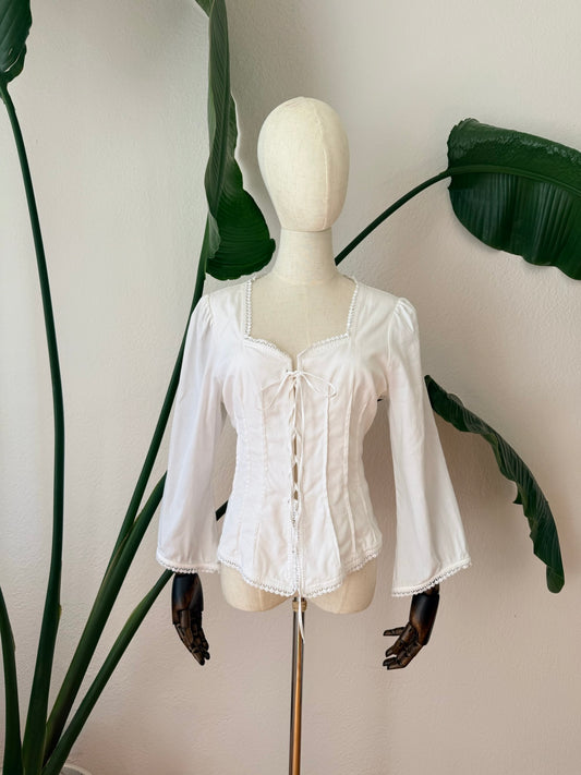 Vintage 1990s Anne Fontaine Lace Corset Blouse, Size Large