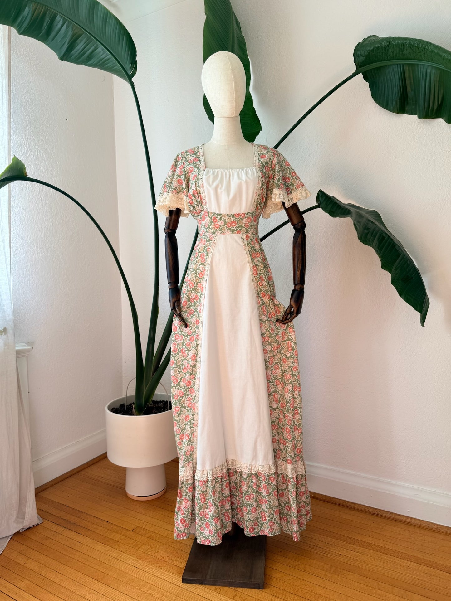 Vintage 1970s Gunne Sax Prairie Dress, Size 13