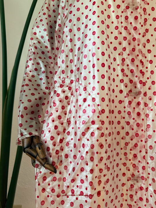 Vintage 1960s Polka Dot Vinyl Raincoat, Size Medium