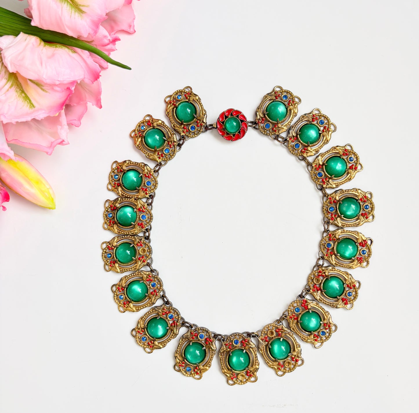 Vintage 1920s Peking Glass Collar Necklace