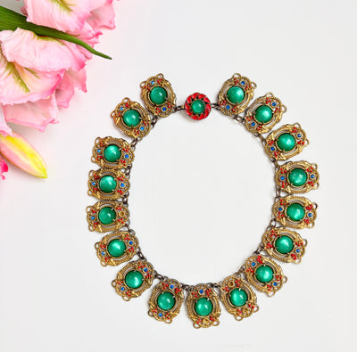 Vintage 1920s Peking Glass Collar Necklace