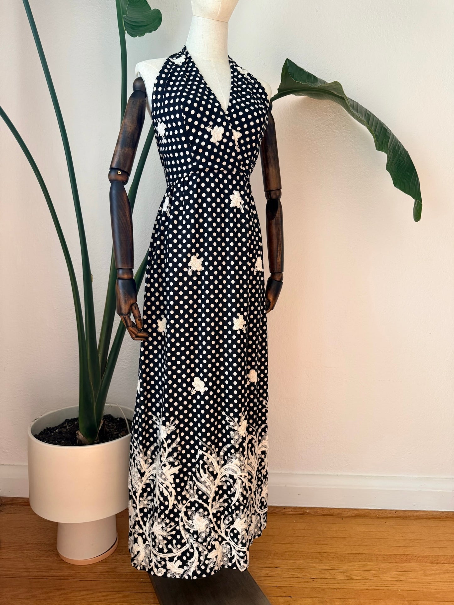 Vintage 1970s Morton Myles for Malcolm Charles Maxi Dress, Size Small