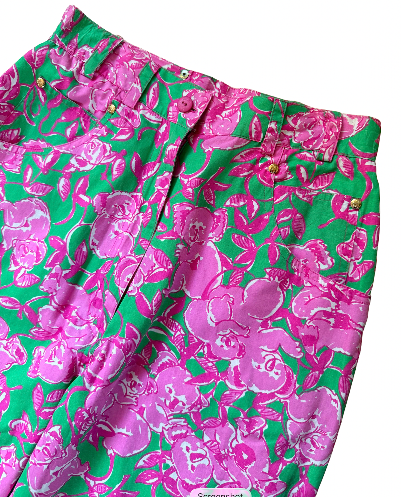 Vintage Late 1990s Lilly Pulitzer Koala Printed Pants, Size Medium